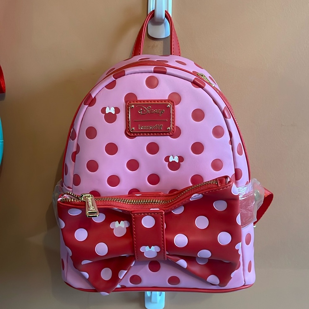Minnie mouse, backpack, and fanny pack loungefly